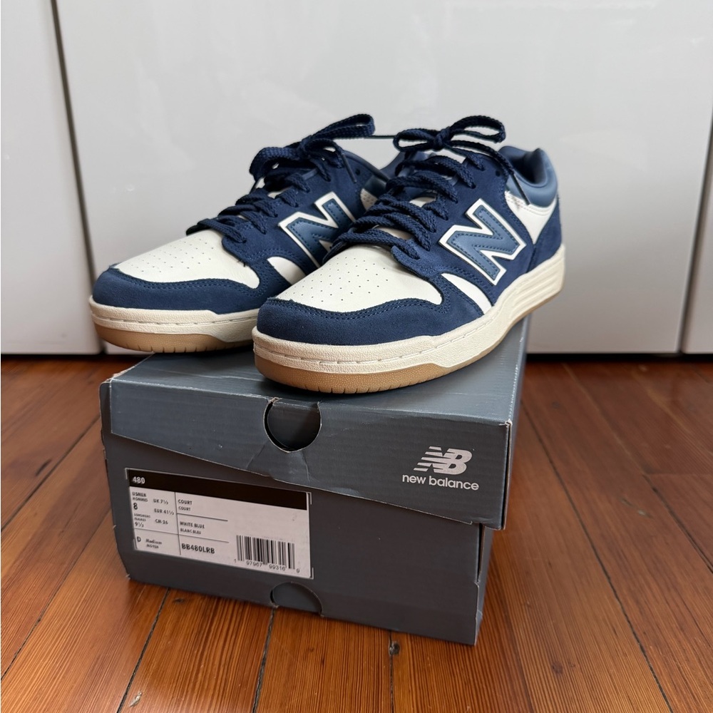 New Balance Navy and Cream Sneakers